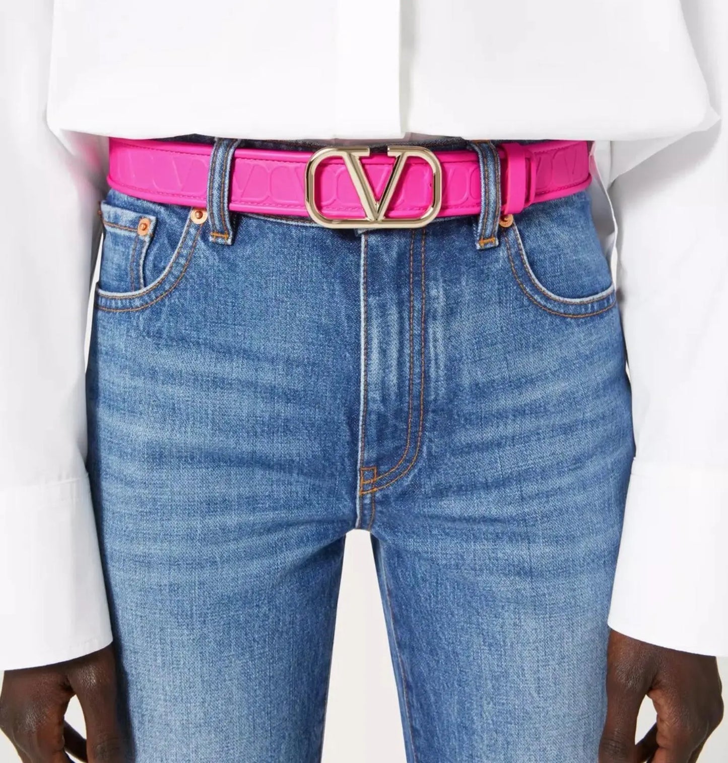 Valentino Garavani VLogo Belt — Hot Pink (85cm)