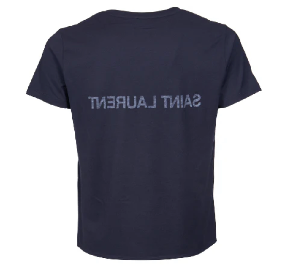 SAINT LAURENT Reverse Logo T-Shirt | Navy