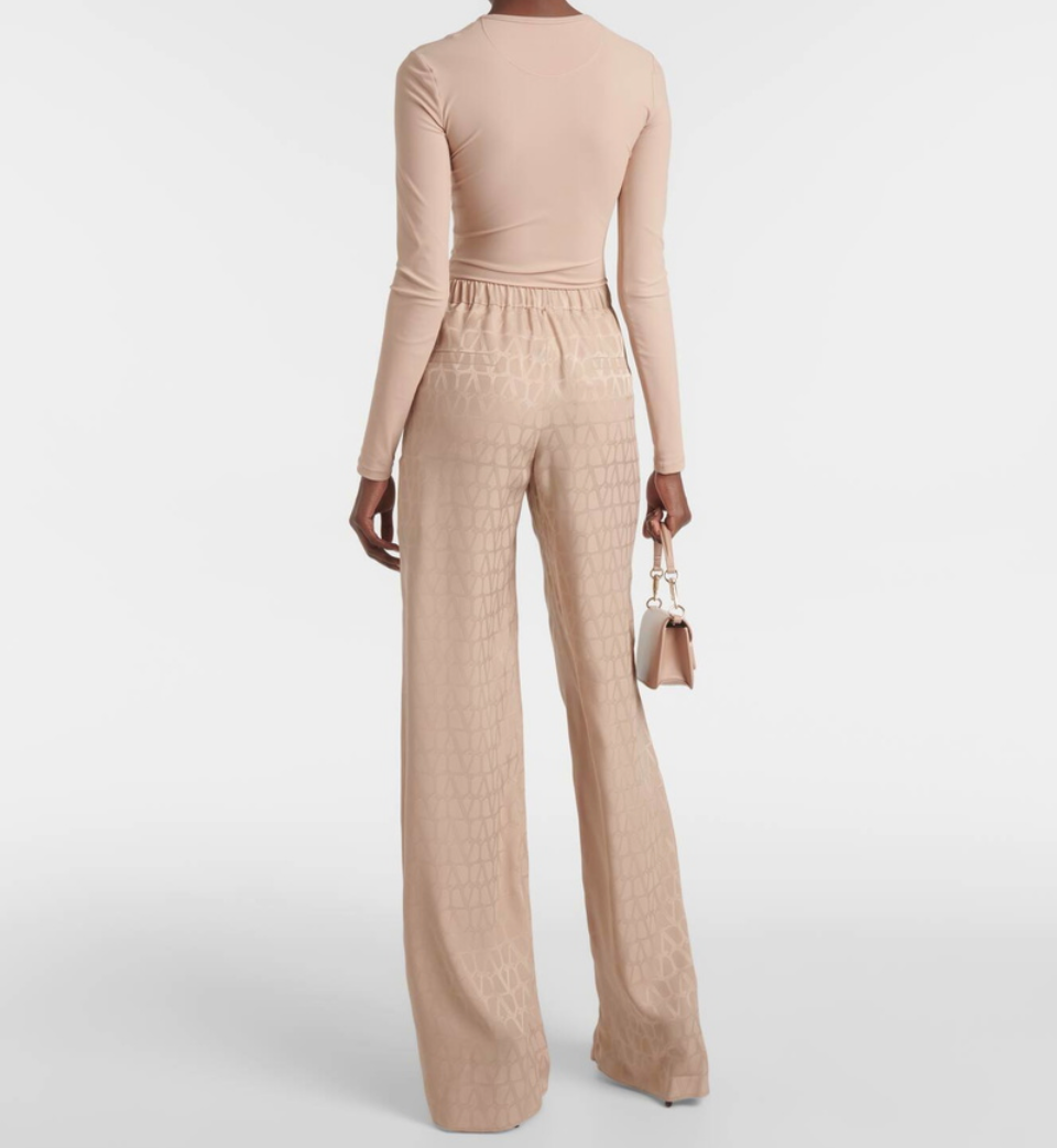 Valentino Toile Iconographe Silk Faille Pants — Beige (IT 46)