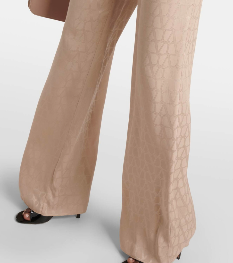 Valentino Toile Iconographe Silk Faille Pants — Beige (IT 46)