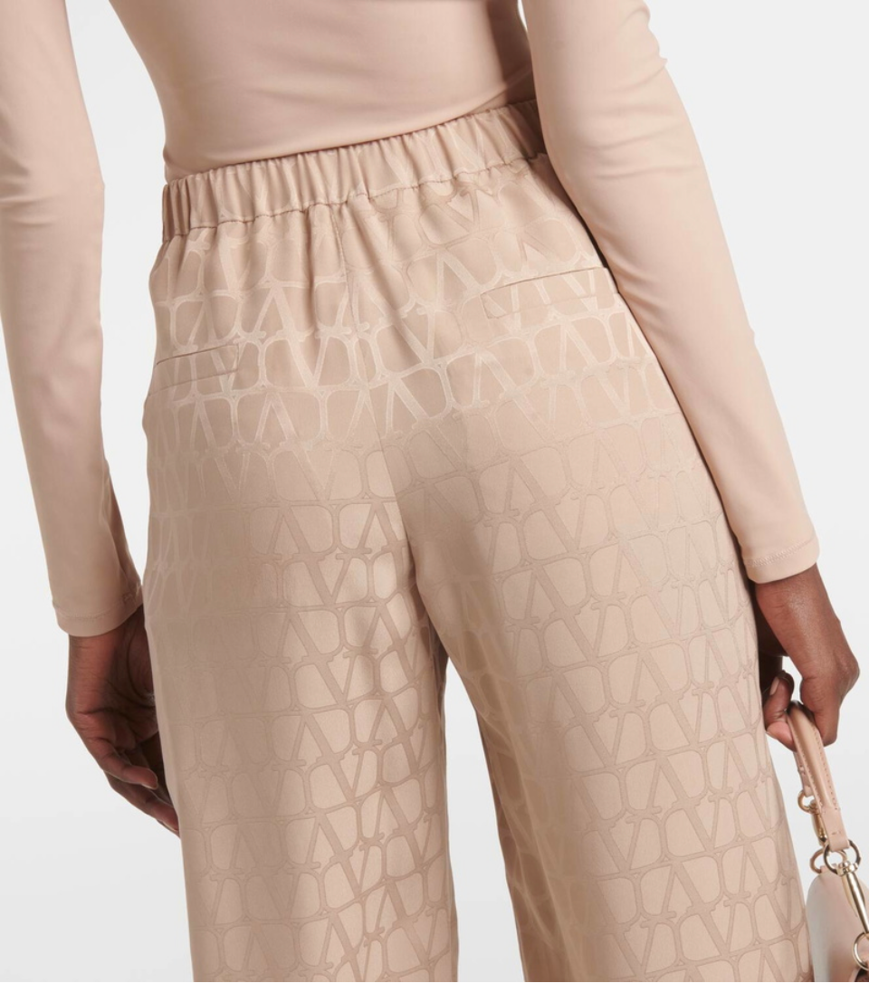 Valentino Toile Iconographe Silk Faille Pants — Beige (IT 46)