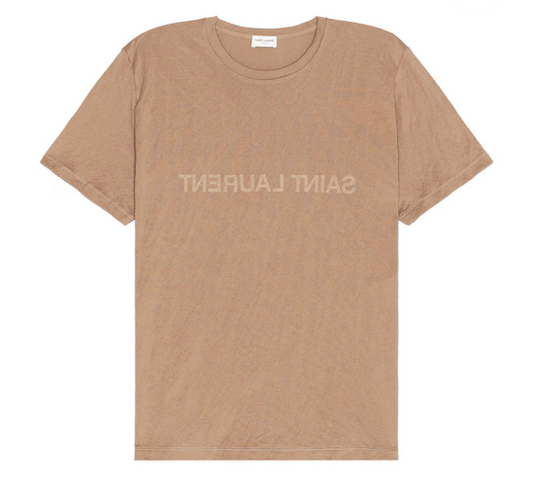 SAINT LAURENT Reverse Logo T-Shirt | Tan