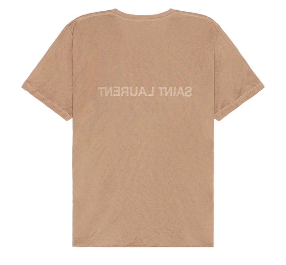 SAINT LAURENT Reverse Logo T-Shirt | Tan