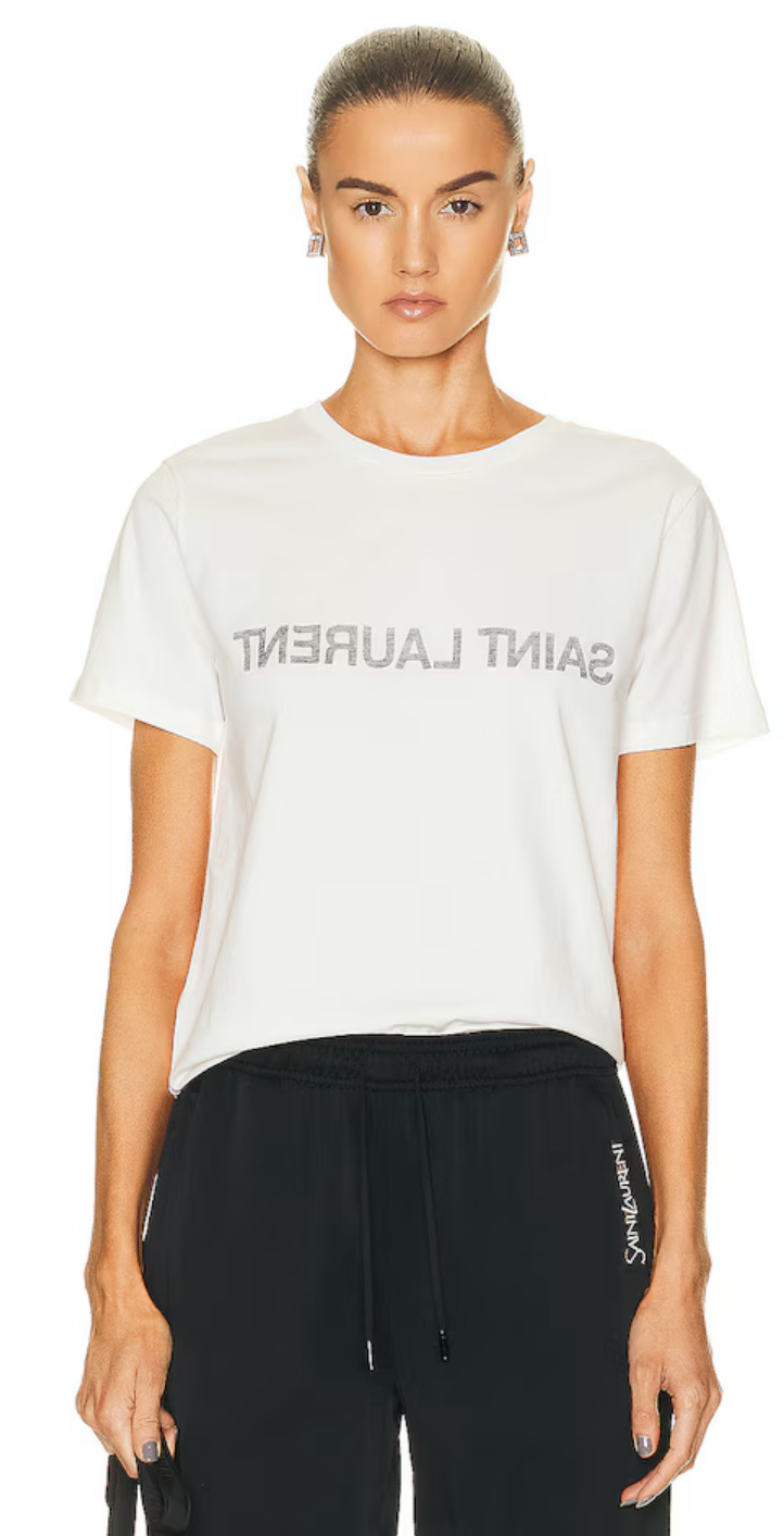 SAINT LAURENT Reverse Logo T-Shirt | Gray