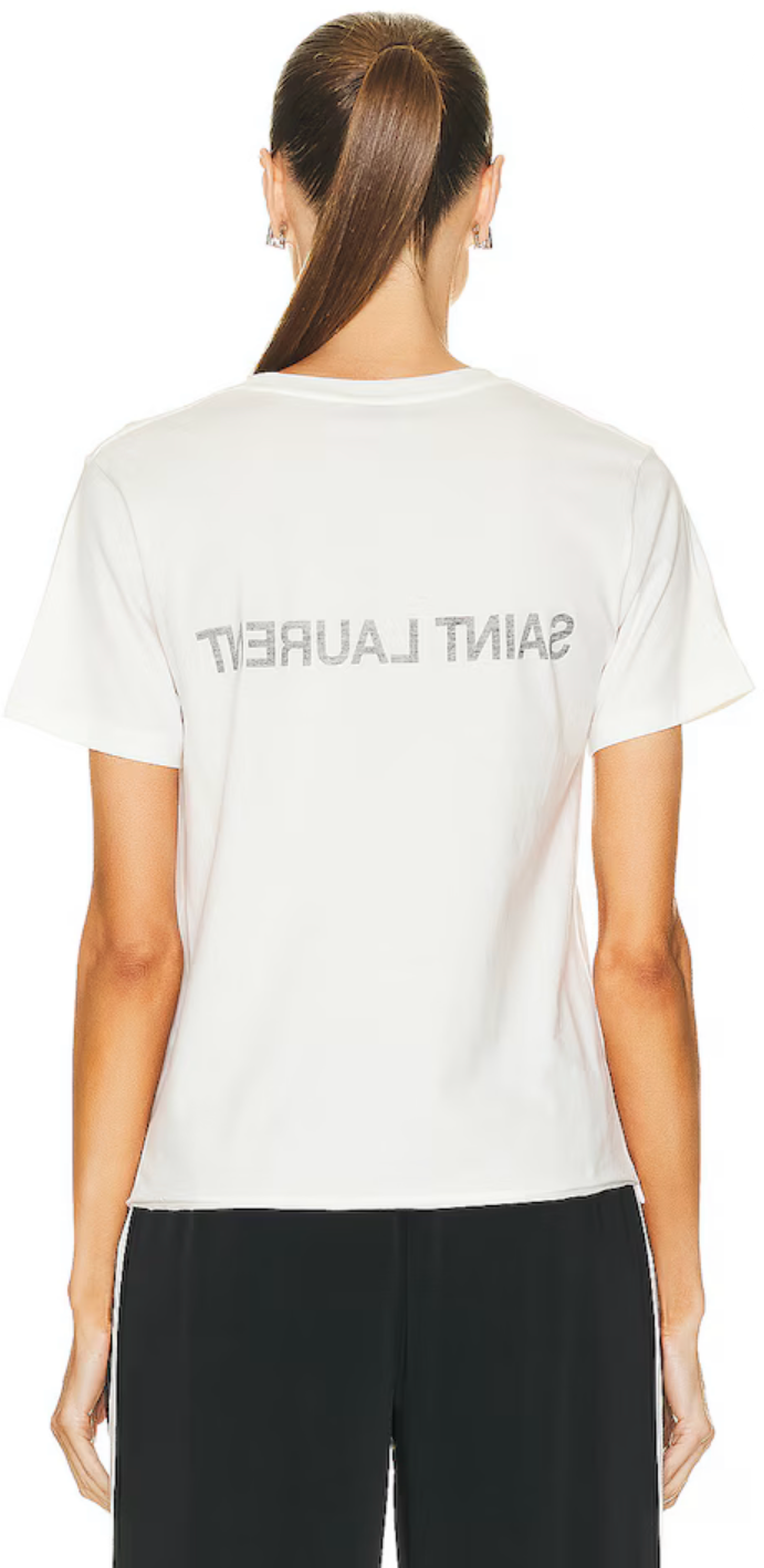 SAINT LAURENT Reverse Logo T-Shirt | Gray