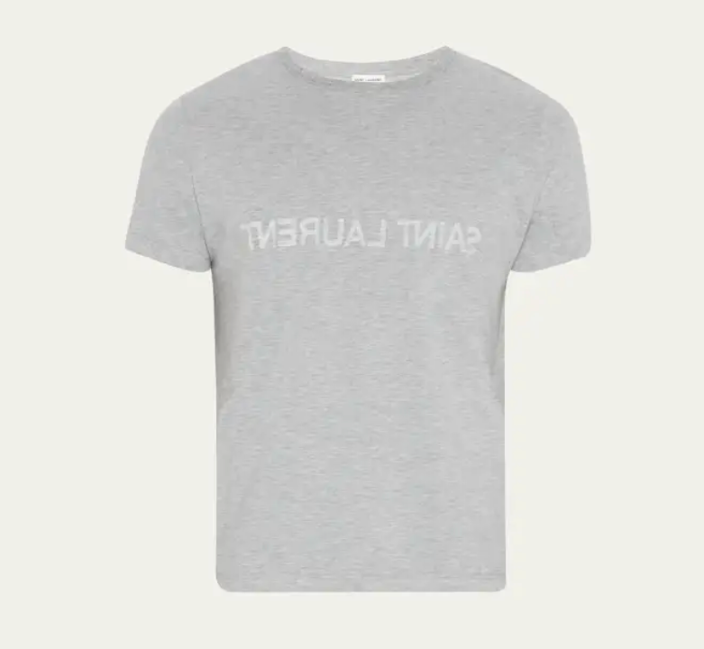 SAINT LAURENT Reverse Logo T-Shirt | Gray