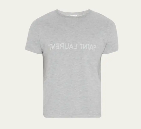 SAINT LAURENT Reverse Logo T-Shirt | Gray