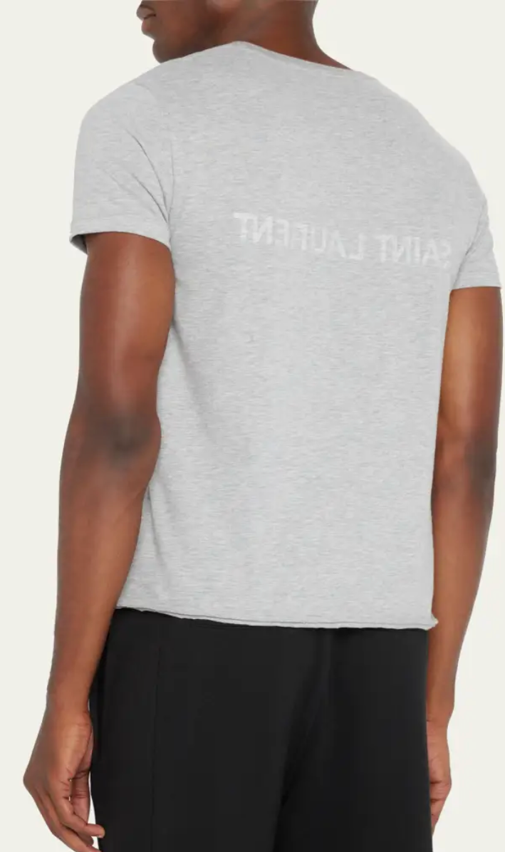 SAINT LAURENT Reverse Logo T-Shirt | Gray