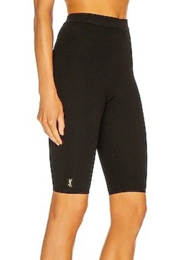 Saint Laurent YSL Plaque Ribbed Biker Shorts