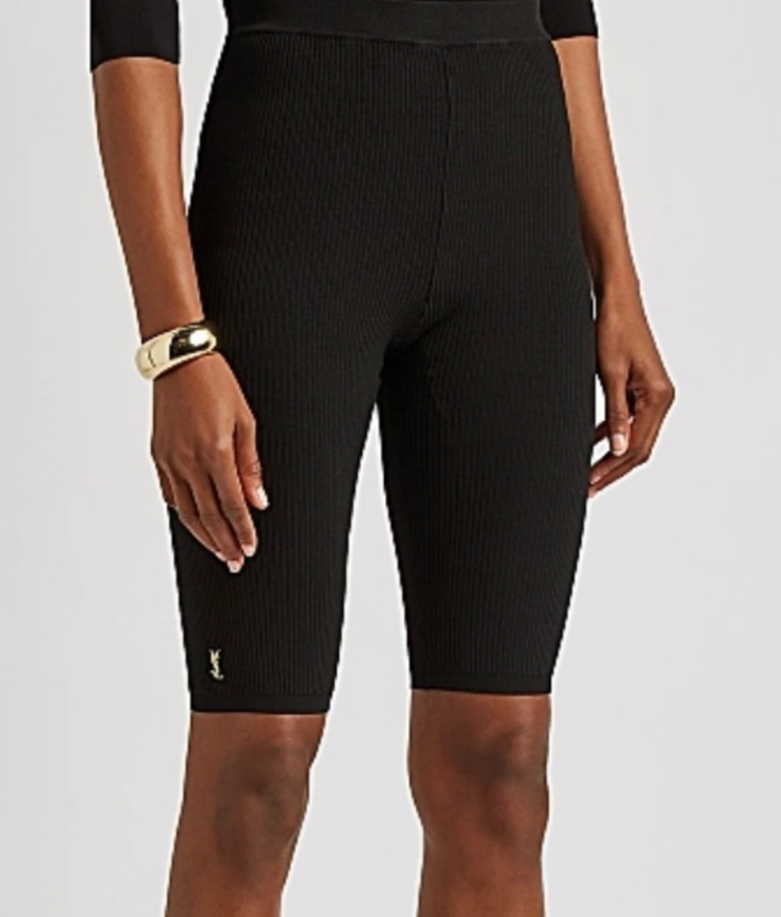 Saint Laurent YSL Plaque Ribbed Biker Shorts