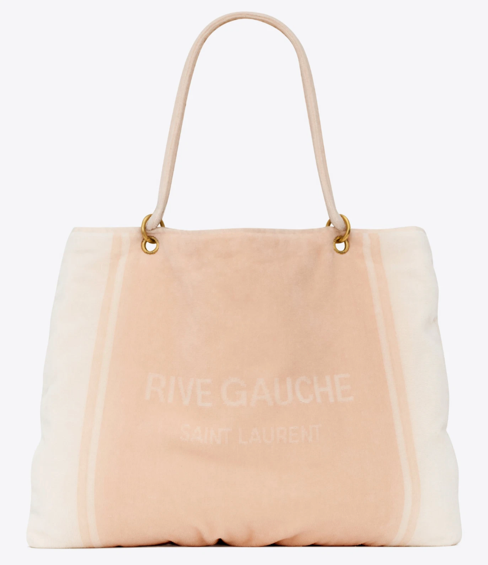 Saint Laurent Rive Gauche Towel Bag — Blush/Cream