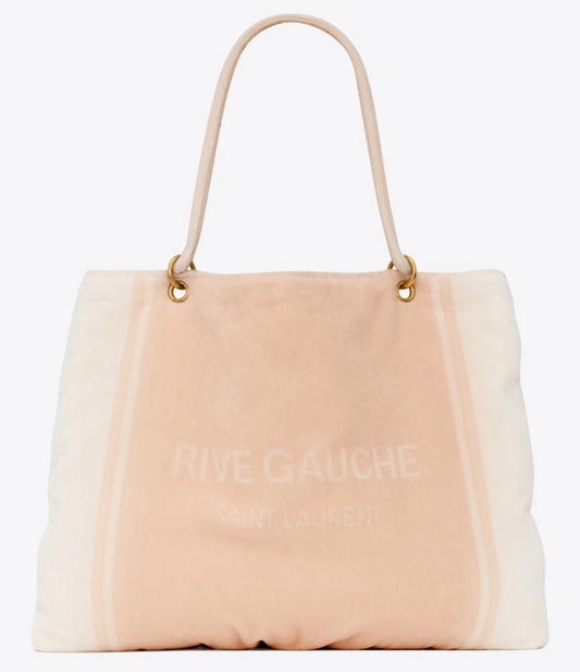 Saint Laurent Rive Gauche Towel Bag — Blush/Cream