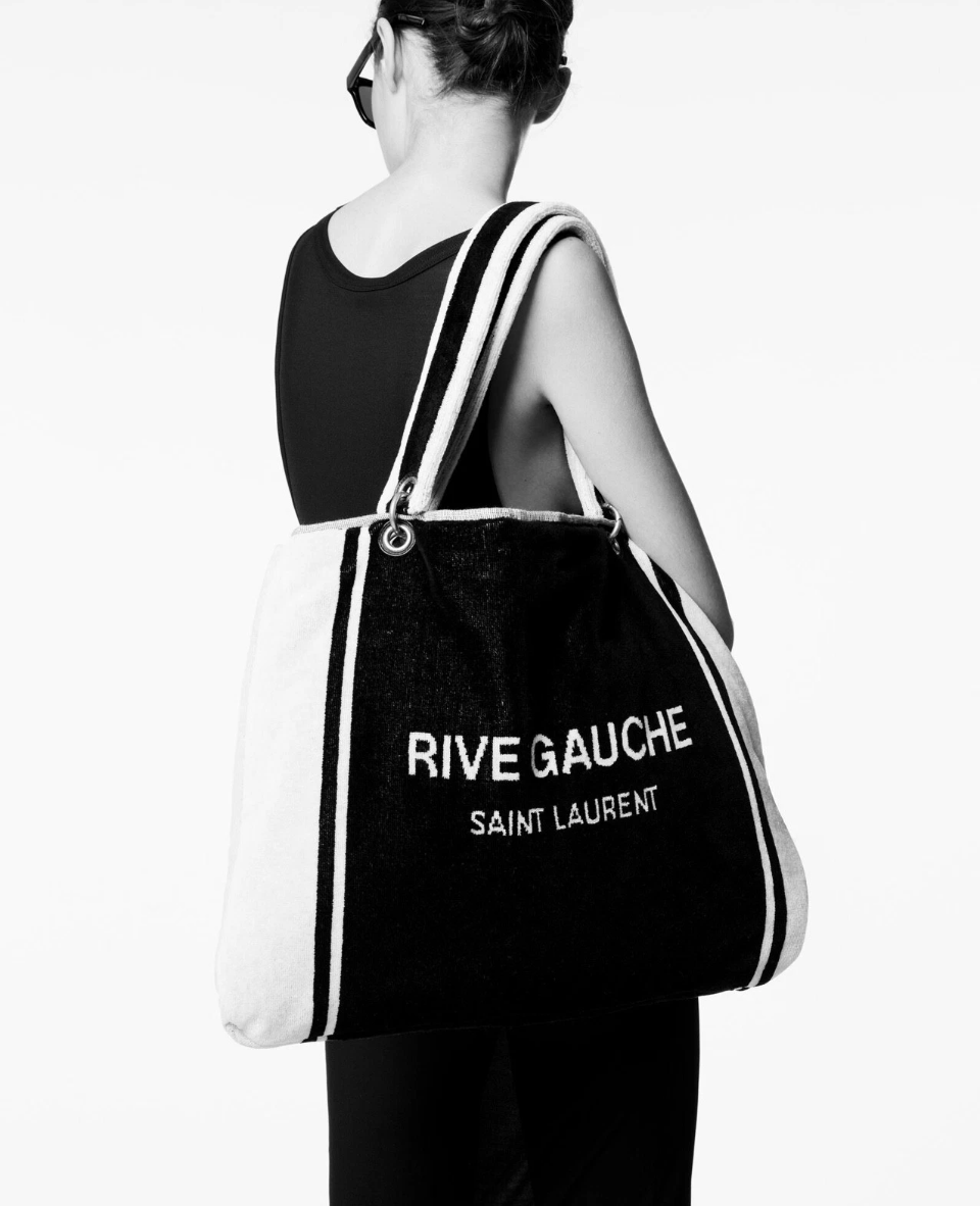 Saint Laurent Rive Gauche Towel Bag — Black/White