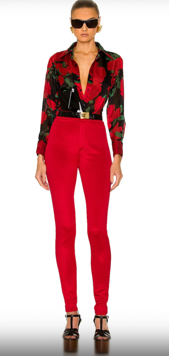 Saint Laurent Pants Spandex Jersey Soyeux Rouge — Size 38