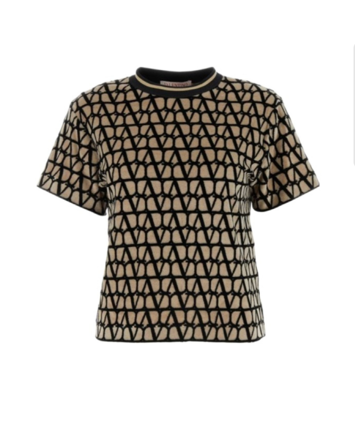 Valentino Toile Iconographe Terry Top/Sweatshirt — Beige/Black (M)