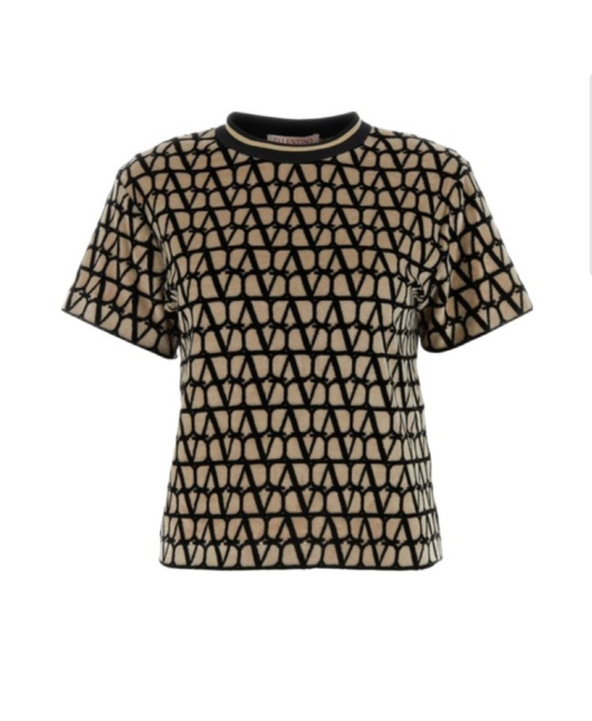 Valentino Toile Iconographe Terry Top/Sweatshirt — Beige/Black (M)