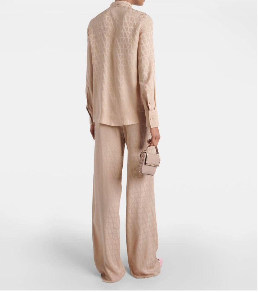 Valentino Toile Iconographe Silk Faille Pants — Beige (IT 46)