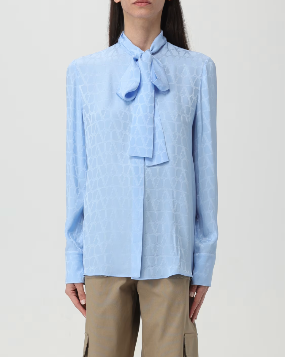 Valentino Toile Iconographe Silk Blouse — Sky Blue (IT 42 / US 6)