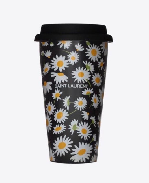 Saint Laurent Ceramic Coffee Mug | Black with Sunflowers